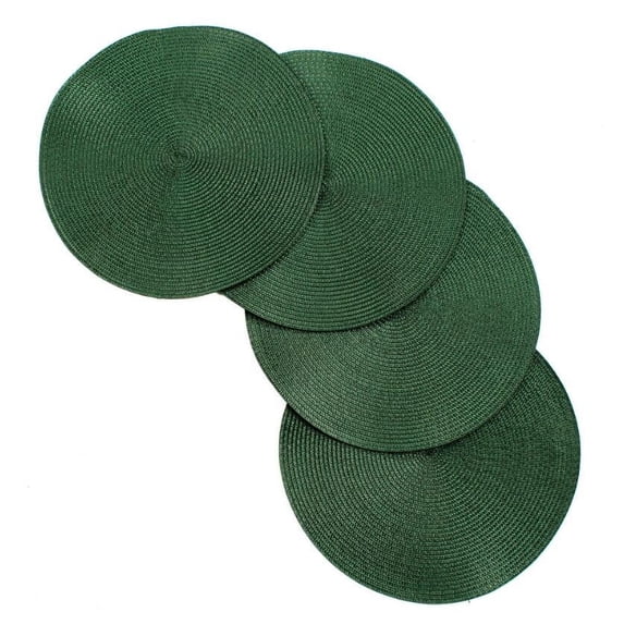 Venice Collections Vienna Woven Spiral Table Placemats 15 Inches Round Set of 4 Non-Slip Dining & Kitchen Table Mats Hunter Green