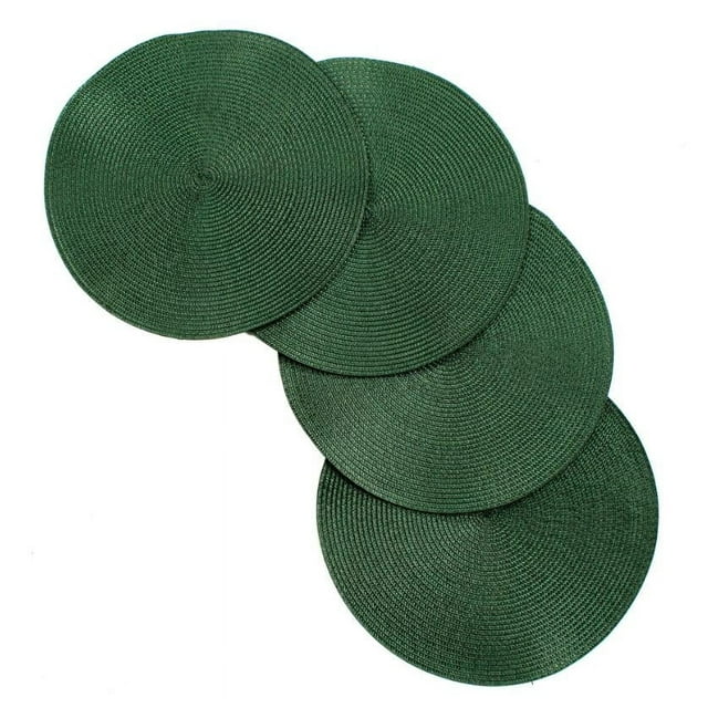 Venice Collections Vienna Woven Spiral Table Placemats 15 Inches Round Set of 4 Non-Slip Dining & Kitchen Table Mats Hunter Green