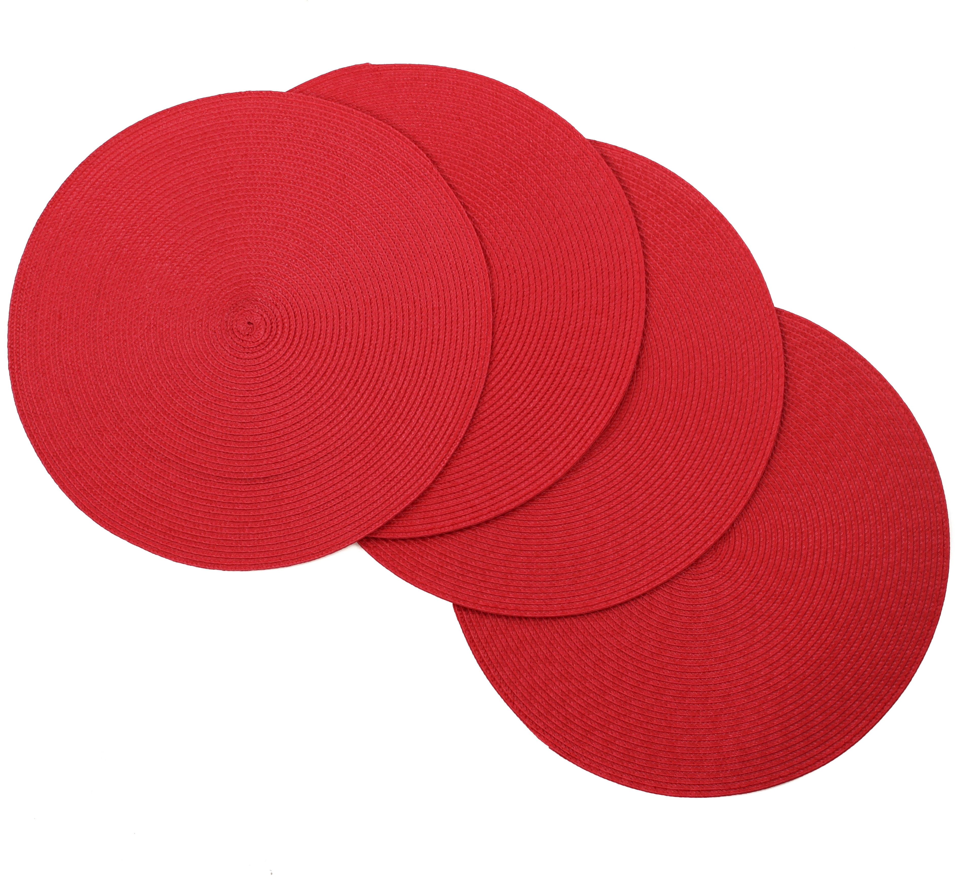 Scarlet Red Cotton and Polypropylene Round Placemats Set of 4