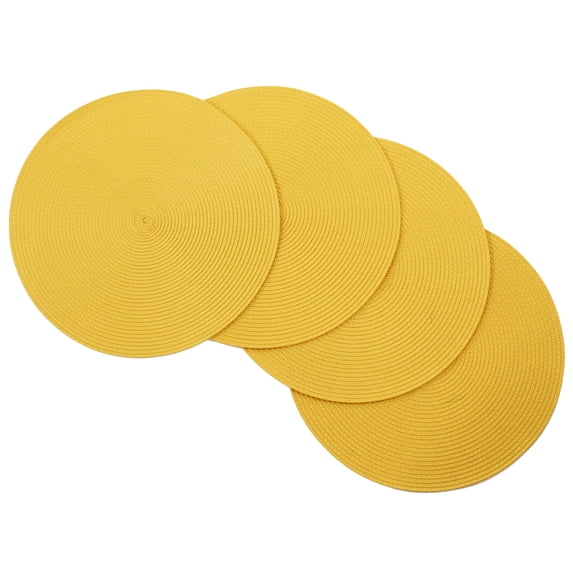 Venice Collections Vienna Woven Spiral Table Placemats 15 Inches Round Set of 4 Non-Slip Dining & Kitchen Table Mats Yellow