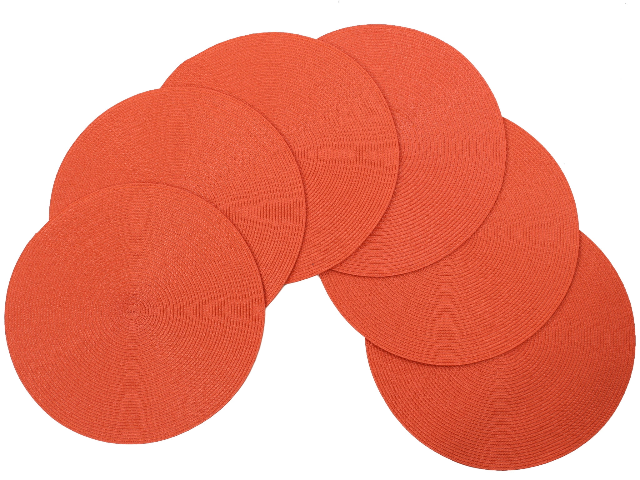 Orange Polypropylene Round Christmas Placemat Set of 6