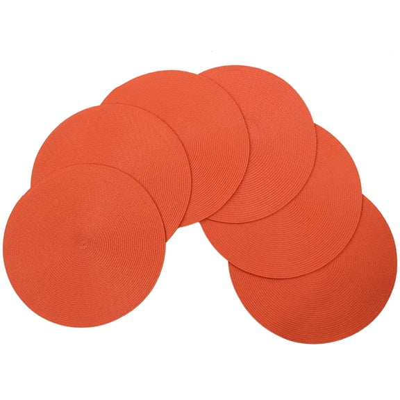 Venice Collections Vienna Woven Spiral Table Placemats 15 Inches Round Set of 6 Non-Slip Dining & Kitchen Table Mats Orange