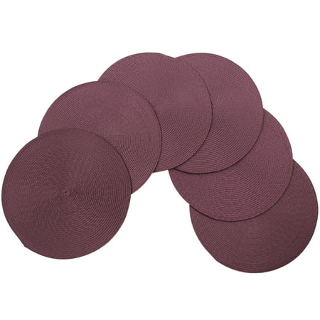 Venice Collections Vienna Woven Spiral Table Placemats 15 Inches Round Set of 6 Non-Slip Dining & Kitchen Table Mats Purple