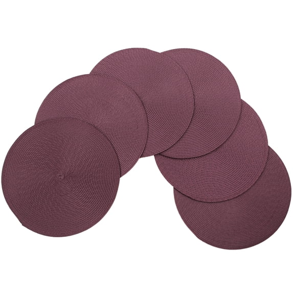 Venice Collections Vienna Woven Spiral Table Placemats 15 Inches Round Set of 6 Non-Slip Dining & Kitchen Table Mats Purple