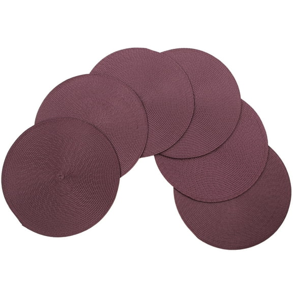 Venice Collections Vienna Woven Spiral Table Placemats 15 Inches Round Set of 6 Non-Slip Dining & Kitchen Table Mats Purple