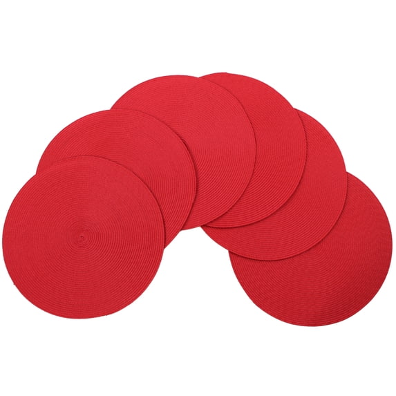 Venice Collections Vienna Woven Spiral Table Placemats 15 Inches Round Set of 6 Non-Slip Dining & Kitchen Table Mats Scarlet Red
