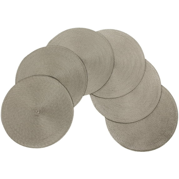 Venice Collections Vienna Woven Spiral Table Placemats 15 Inches Round Set of 6 Non-Slip Dining & Kitchen Table Mats Stone