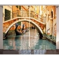 thumbnail image 1 of Ambesonne Venice Curtains 2 Panel Set, Bridge Gondola, 108" x 63", Orange Ivory Bluegrey, 1 of 3
