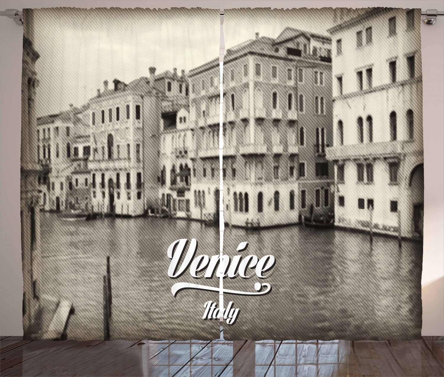 Venice Shell Panel Ambesonne Venice Curtains 2 Panel Set, Old Venice Vintage Photo, 108