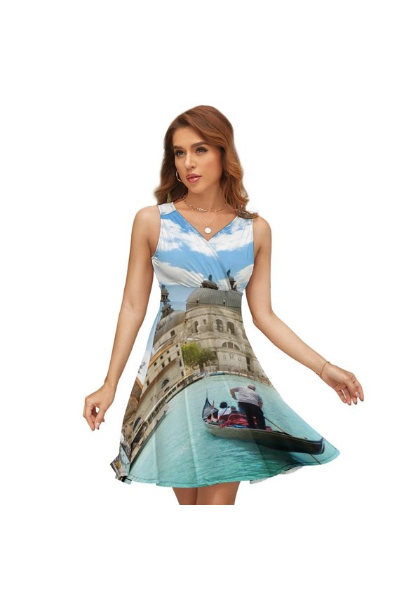 Venice Dress Summer Street Style Dresses Female Sleeveless Printed Sundress