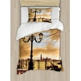 thumbnail image 1 of Venice Duvet Cover Set, Venice Lagoon Gondolas Moored by Saint Mark Square on Grand Canals Dreamy Sky, Decorative 2 Piece Bedding Set with 1 Pillow Shams, Twin Size, Pale Brown Black, by Ambesonne, 1 of 3