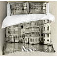 thumbnail image 1 of Venice Duvet Cover Set, Old Photo of Venice Italian City Vintage Filter Effect and Lettering History Memory, Decorative 3 Piece Bedding Set with 2 Pillow Shams, Calking Size, Eggshell, by Ambesonne, 1 of 3