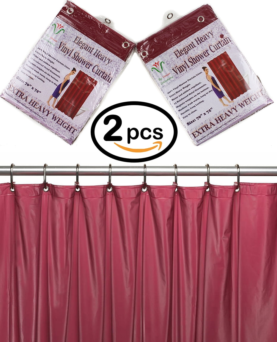 Venice Elegant Home Heavy Duty Vinyl Shower Curtain Liner With 12 Metal Grommets 2 Pack Burgundy