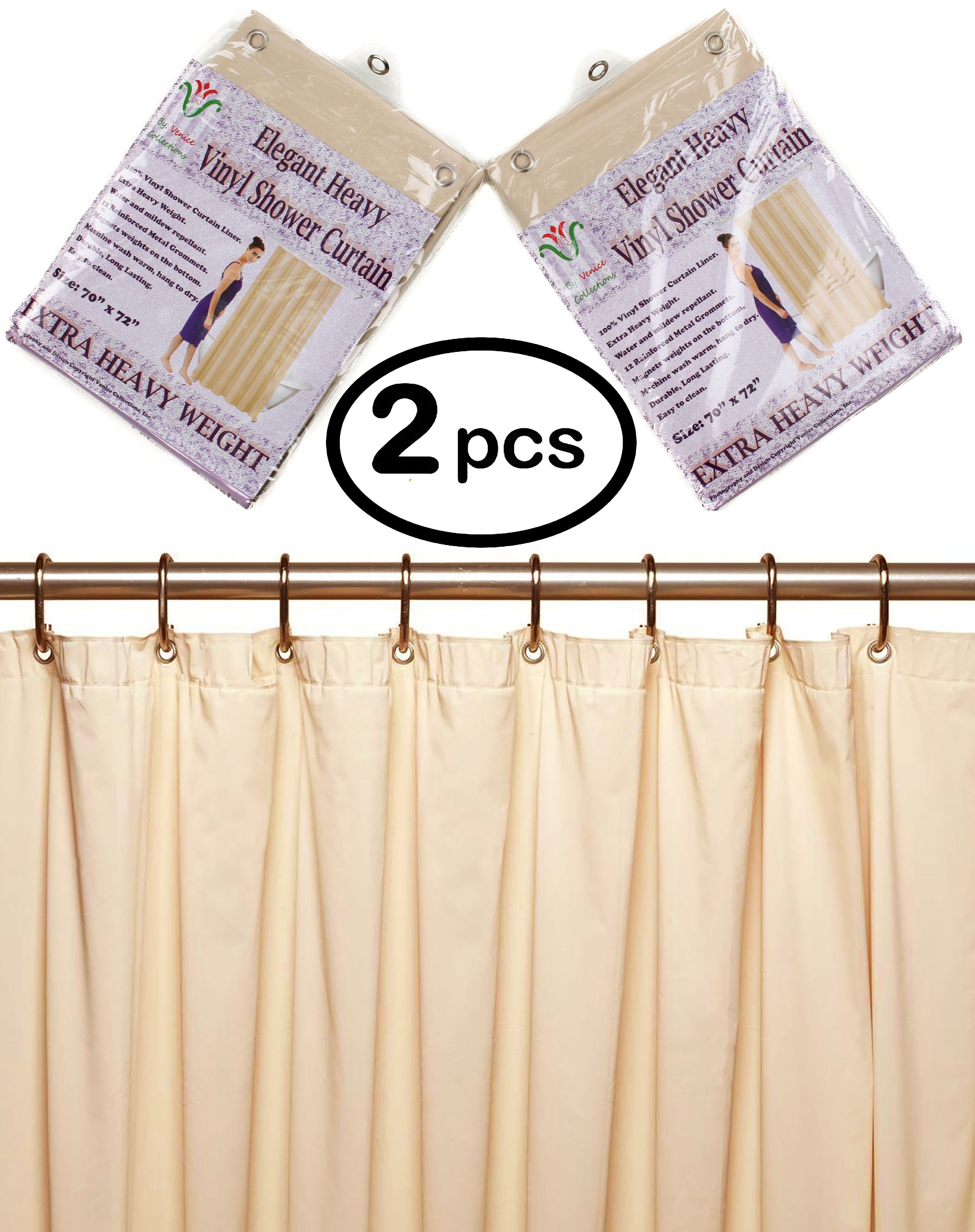 Venice Elegant Home Heavy Duty Vinyl Shower Curtain Liner With 12 Metal Grommets 2-Pack Sand