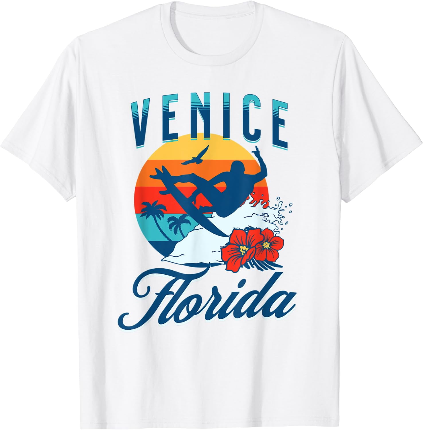 Venice Florida Beach Surf Summer Vacation Vintage T-Shirt White