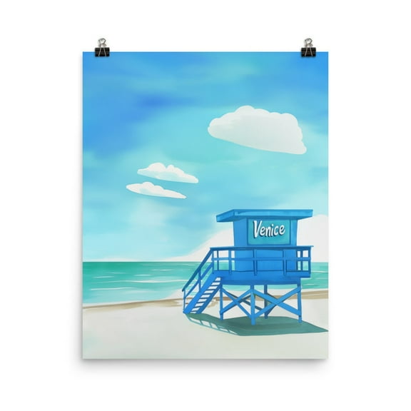 Venice Florida Lifeguard Tower Print, Tropical Beach Wall Art, Gulf Coast Poster, Sunshine State Coastal Decor, Us Travel Home Decor #3973, Unframed Poster Size 12x18