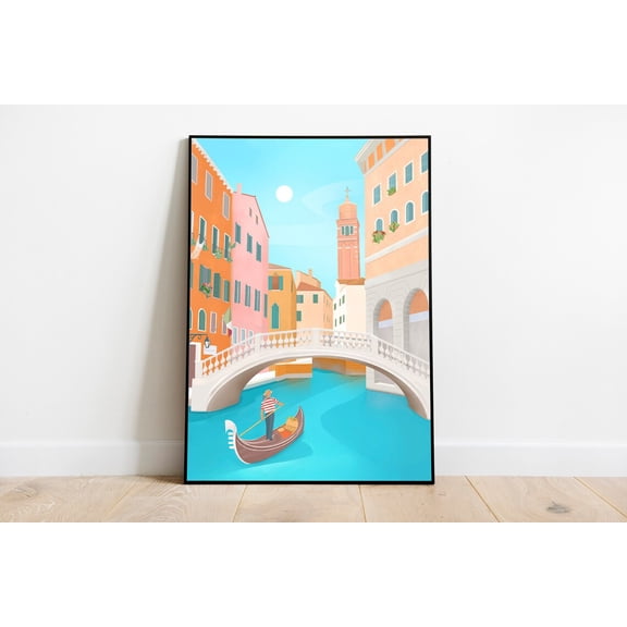 Venice Gondola Travel Poster, Unframed Paper Poster 8x10in
