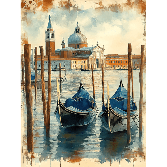 Venice Gondola and Church Decor Painting/Canvas ArtSuitable for Living RoomBedroomOfficeHotelRestaurant Decoration
