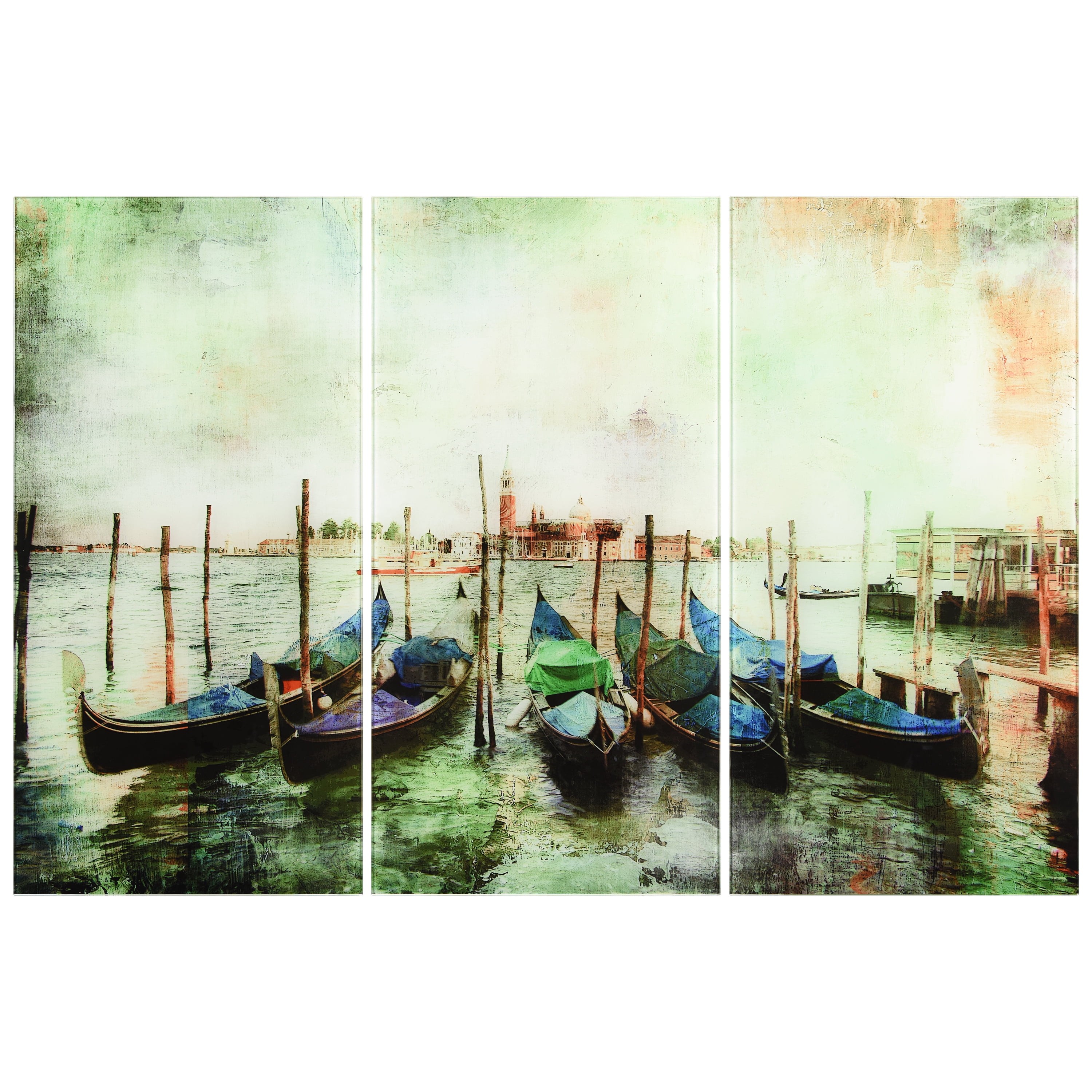 Venice Gondolas Colorful Acrylic Glass Triptych Art Print