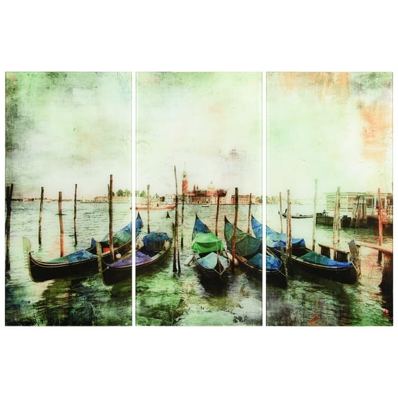 Venice Gondolas ABC 36 in x 72 in Mixed Media Art, by Empire Art 3 Count