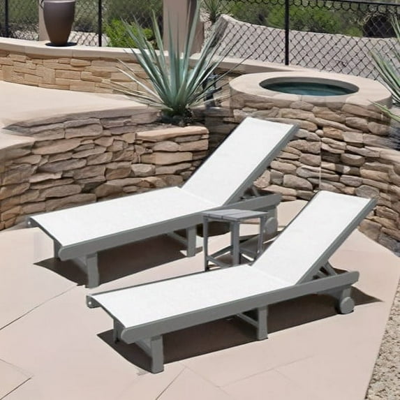 Venice HDPE Chaise Lounge Conversation Set, Gray (3-Piece)