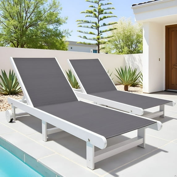 Venice HDPE Chaise Lounge, White (Set of 2)