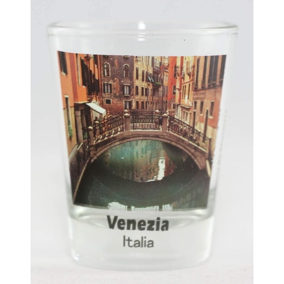 Venice Italy Canal Bridge and Reflections Color Photo Shot Glass