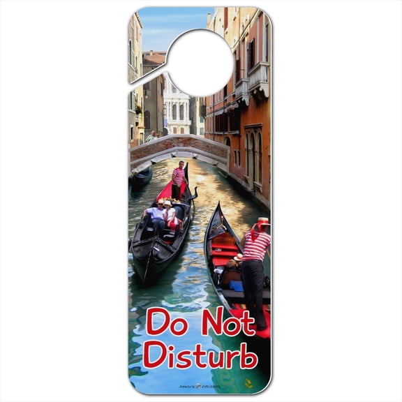 Venice Italy Gondolas Canals Plastic Door Knob Hanger Sign