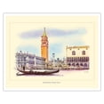 thumbnail image 1 of Venice Italy - Grand Canal - Gondola - Vintage Airline Travel Poster by David Klein c.1960s - Fine Art Matte Paper Print (Unframed) 16x20in, 1 of 4