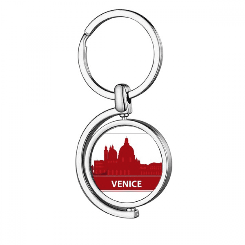 Venice Italy Red Landmark Pattern Rotating Keychain Metal Keyring ...