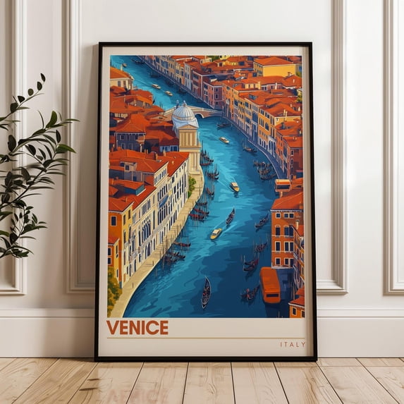 Venice Italy Travel Print, Gondola Canal Art Print, Unframed Canvas 8x10in