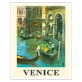 thumbnail image 1 of Venice Italy - Venetian Canals - Gondolas - Vintage Travel Poster by Louis Macouillard c.1950s - Fine Art Matte Paper Print (Unframed) 16x20in, 1 of 4