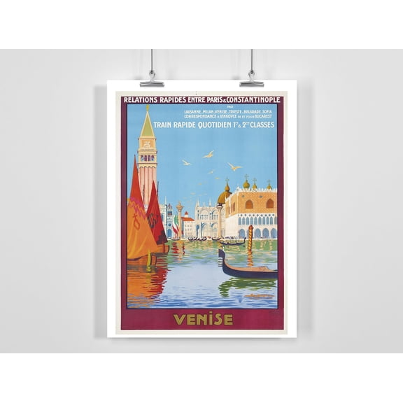Venice Italy Vintage Travel Poster, Unframed Paper Poster 8x10in