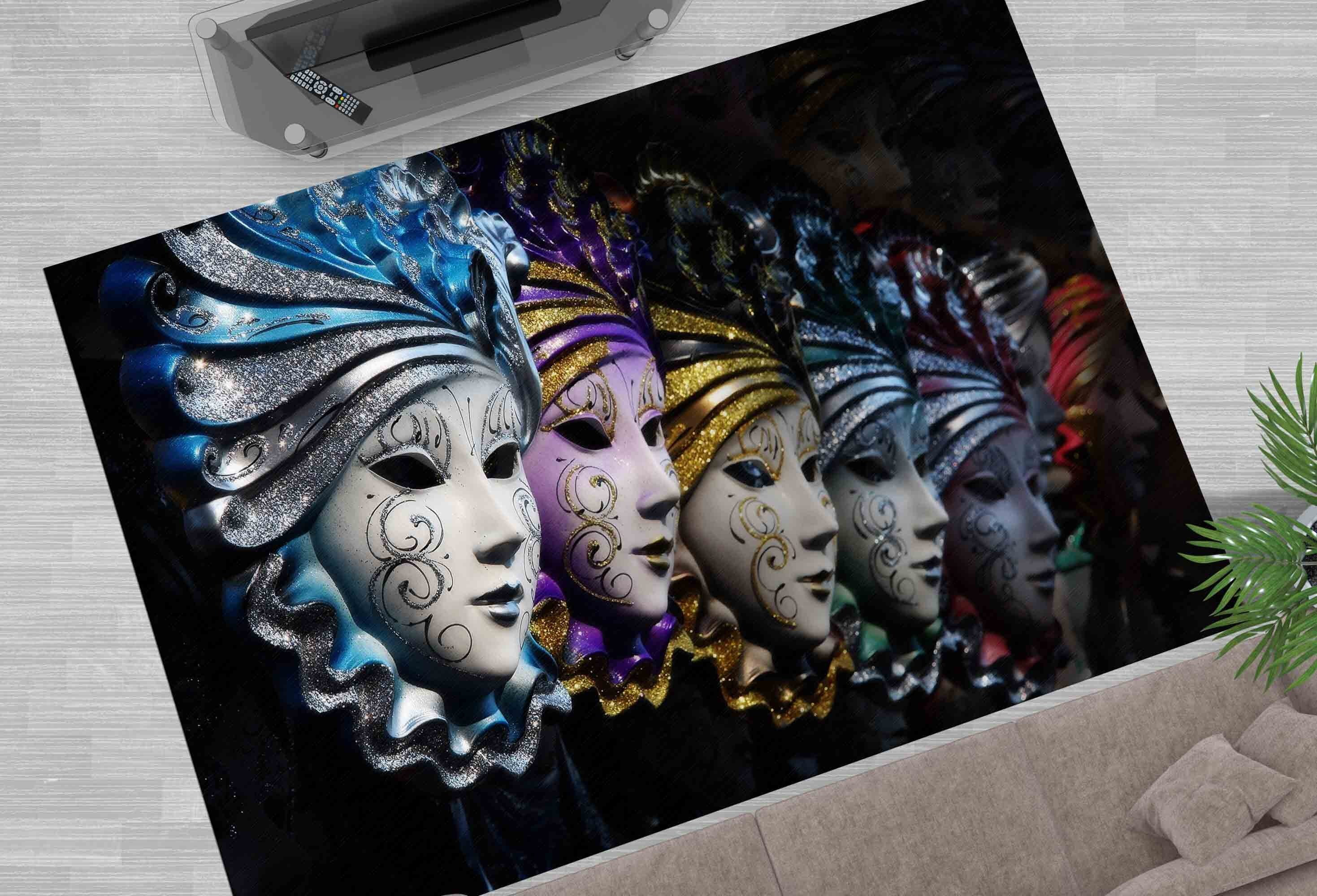 Venice Masks Rug, Venetian Mask Rug, Modern Rugs, Gift Rug, Hallway Rug ...