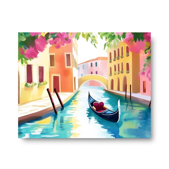 Venice Print, Italian Wall Art, Rialto Bridge Cityscape Poster, Gondola Artwork, European Travel Decor, Mediterranean Italy Home Decor #3790, Unframed Poster Size 16x24