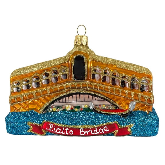 Venice Rialto Bridge Polish Blown Glass Christmas Ornament Italy Decoration