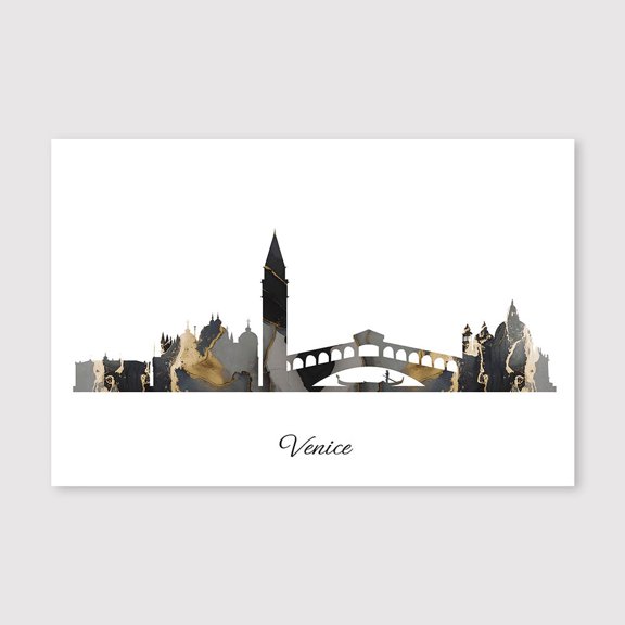 Venice Skyline Map Travel Decor Canvas – Elegant Geography Artwork for Office – 8x12 inch