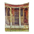 thumbnail image 1 of Venice Soft Flannel Fleece Blanket, Desolated Aged Timeworn Italian Building and Water Canal Vintage Historical, Cozy Plush for Indoor and Outdoor Use, 50" x 60", Orange Brown Green, by Ambesonne, 1 of 6