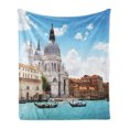 thumbnail image 1 of Venice Soft Flannel Fleece Throw Blanket, Grand Canal and Italian Architecture City in Italy Photo Image Print, Cozy Plush for Indoor and Outdoor Use, 70" x 90", Pale Coffee White, by Ambesonne, 1 of 6