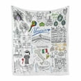thumbnail image 1 of Venice Soft Flannel Fleece Throw Blanket, Venezia Calligraphy with Elements Symbolizing Italy Drawn by Hand, Cozy Plush for Indoor and Outdoor Use, 50" x 70", Charcoal Grey Multicolor, by Ambesonne, 1 of 5