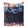 thumbnail image 1 of Venice Soft Flannel Fleece Throw Blanket, Vivid Blue Carnival with Ornate Flower and Colorful Dots Masquerade Tradition, Cozy Plush for Indoor and Outdoor Use, 60" x 80", Multicolor, by Ambesonne, 1 of 6