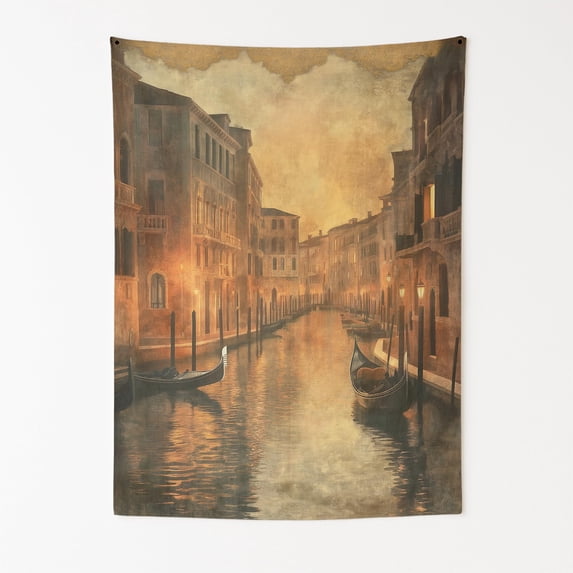 Venice Twilight Reflections Wall Tapestry for Bedroom by DC | Italian-Inspired Tapestry Wall Hanging & Aesthetic Decor for Dorm, Living Room, Picnic & Home | 30"x40"