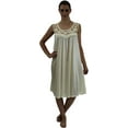 thumbnail image 1 of Venice Women's Silky Looking Nightgown w Sequins & Ribbon Roses 40 Large Cream, 1 of 4
