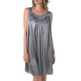 thumbnail image 1 of Venice Womens' Silky Looking Embroidered Nightgown 06 Large Charcoal, 1 of 5