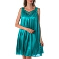 thumbnail image 1 of Venice Womens' Silky Looking Embroidered Nightgown 06 Large Teal, 1 of 5