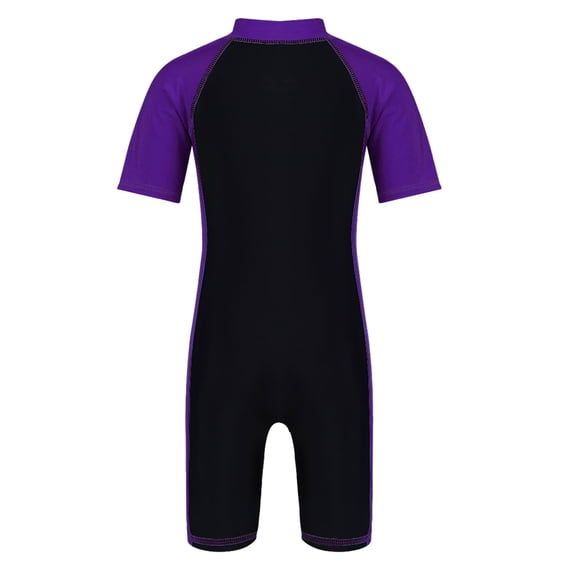 Venjoe Girls One Piece Swimsuit Kid Swimsuit Girls Water Sport Swimsuit UPF 50+ Sun Protection Bathing Suits Purple&Black 10
