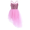 thumbnail image 1 of Venjoe Girls Sequined Camisole Ballet Dance Tutu Dress Gymnastic Leotard Asymmetrical Skirt Fairy Pink XL, 1 of 7