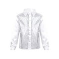thumbnail image 1 of Venjoe Kids Boys Long Sleeve Sequins Blouse Top Jazz Hip Hop Dance Top Rave Festival Performance White 150, 1 of 7