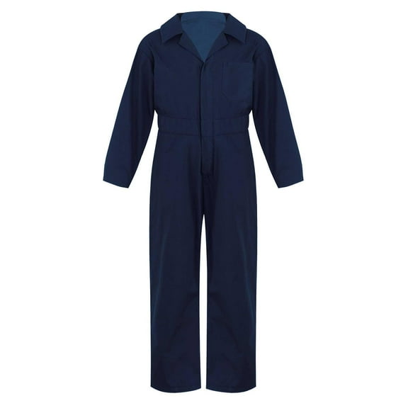 Venjoe Kids Boys Mechanic Costume Dance Coveralls Long Sleeve Overalls Jumpsuit Boiler Suit Halloween Dark Blue 6