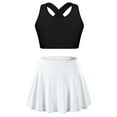 thumbnail image 1 of Venjoe Kids Girls 2pcs Tennis Golf Sports Outfit U Neck Tank Top with Pleated Skort Skirt Set Gym Black&White 12, 1 of 7